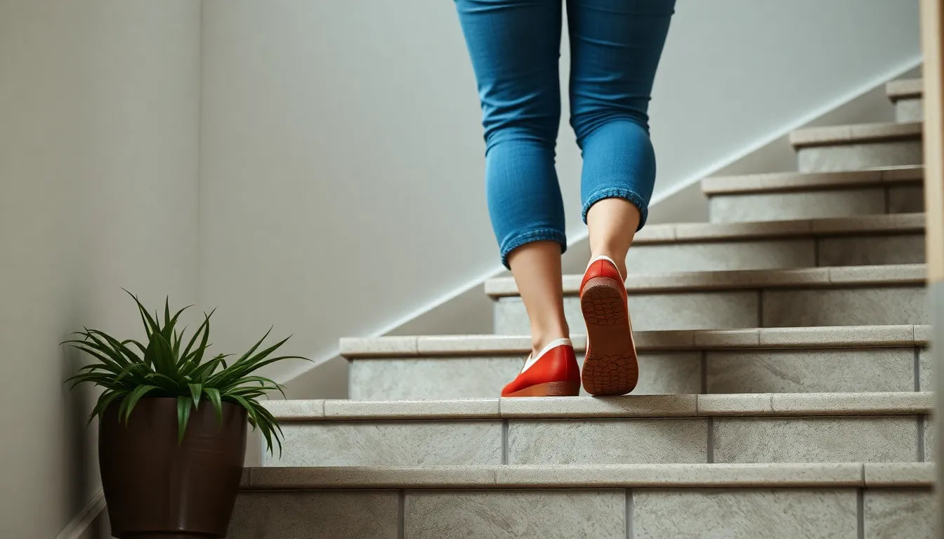 Soulager les douleurs au genou en descendant les escaliers : solutions et conseils efficaces - Illustration